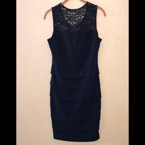 NWOT - ENFOCUS Navy Sleeveless Lace Topped Dress 6